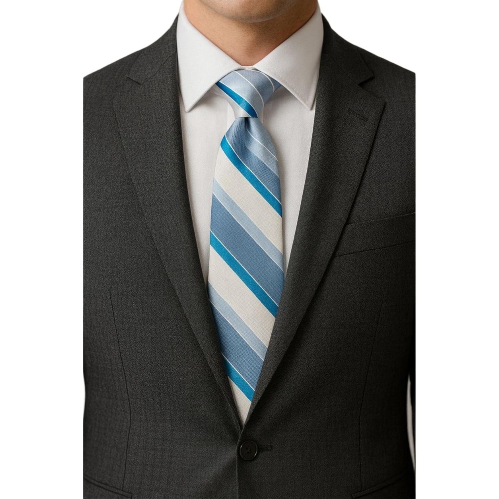 EXPRESS Necktie Mens Blue Light Blue White Striped Classic Business Casual